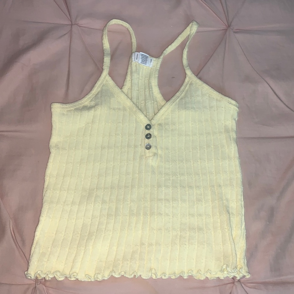 Yellow ribbed crop top